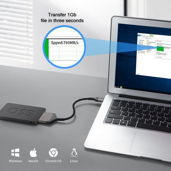 Actual product image Ueli Express SATA to USB-C adapter 5Gbps 22-pin for hard drives (5 W)