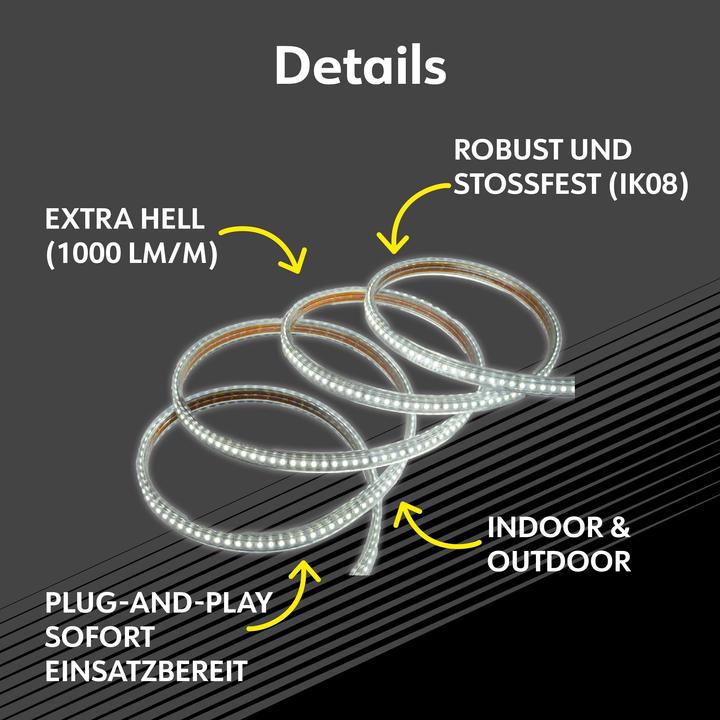 Actual product image Müller Licht MÜLLER-LICHT LED Power Stripe 21600028, 25m, 10W, 1000lm, 6500K (Daylight, 2500 cm, Outdoor, Indoor)