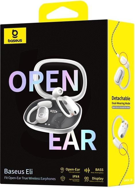 Produktbild Baseus Eli Fit Open- Ear Headset Drahtlose Konnektivität/Musik USB Typ-C Bluetooth Weiss (7.50 h, Kabellos)