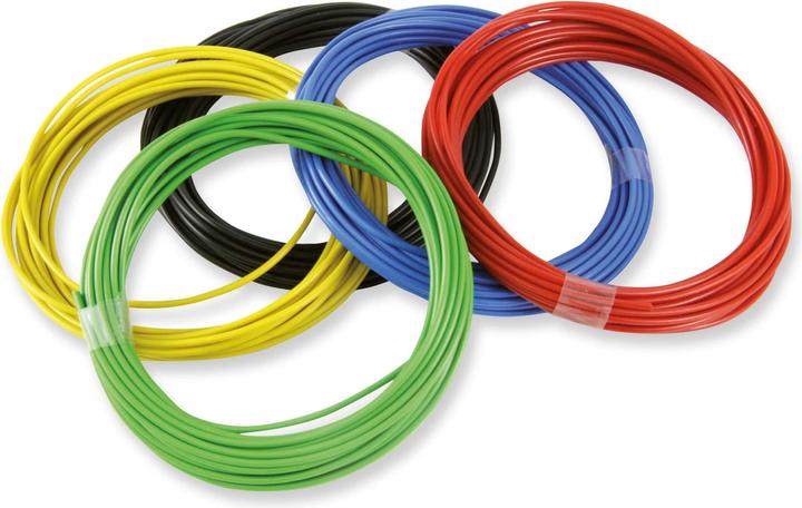 Produktbild Rautronic Draht-Sortiment, 0,5 mm, Farben: Rot, schwarz, blau, grün, gelb (5 m)