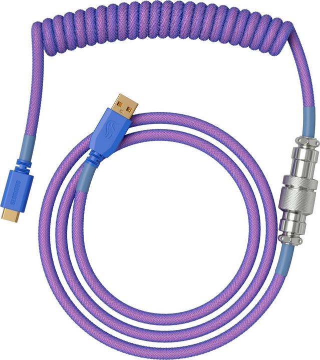 Actual product image Glorious GMMK Coiled Cable Nebula, coiled cable, USB-C/USB-A - purple/silver