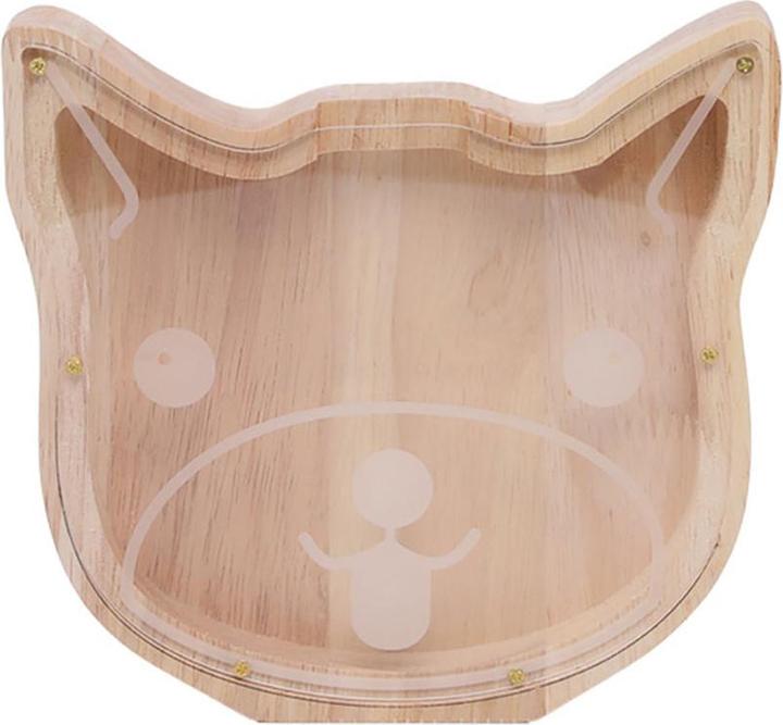 Image du produit VR Shinecon Tirelire en bois modèle tête de chat (18 x 18 cm)