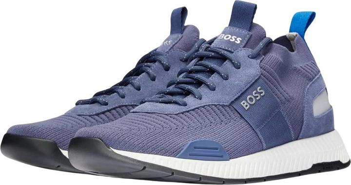 Actual product image BOSS Mens Titanium Suede Panel Running Trainers (39.5)