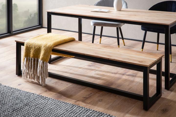 Image du produit FineBuy Esszimmerbank Sitzbank Akazie Massivholz Industrial Essbank Loft Bank (140 cm)
