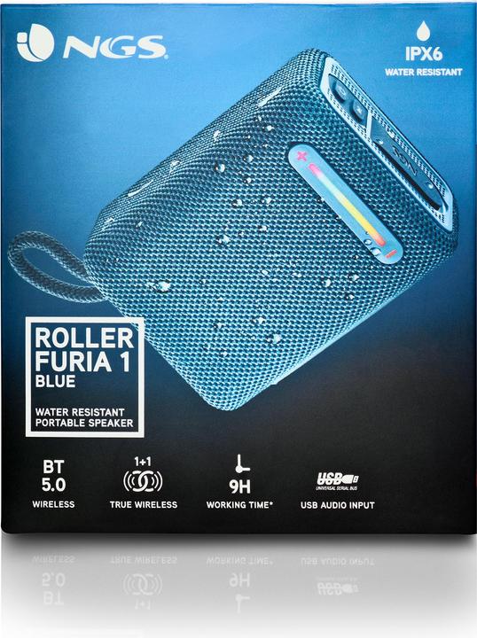 Produktbild NGS Enceinte Nomade Bluetooth Roller Furia 1 (Bleu) (9 h, Akkubetrieb)