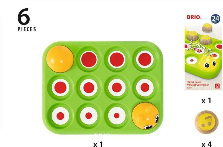 Actual product image Brio Musical Caterpillar (German, Spanish, French, Norwegian, Czech, Polish, Dutch, Finnish, Japanese, Danish, Swedish, Italian, Portuguese, English, Slovak)