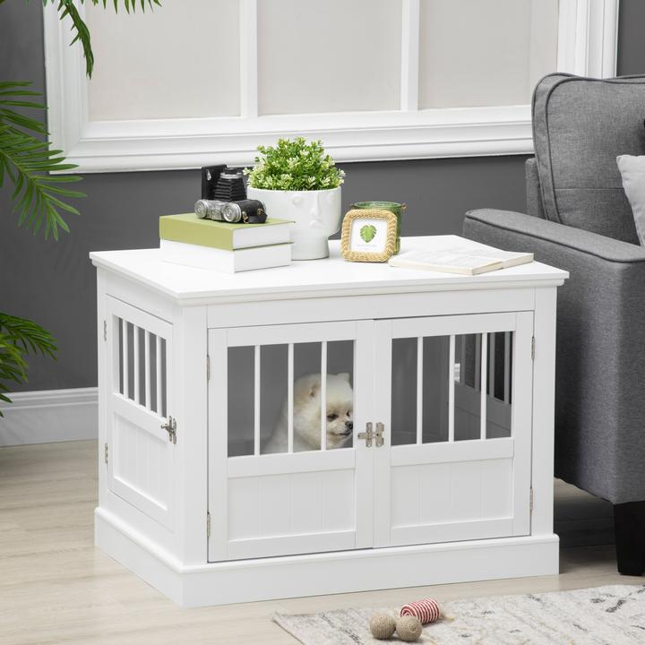 Actual product image PawHut Hundekäfig Spanplatte, MDF Weiss (Dog kennel)