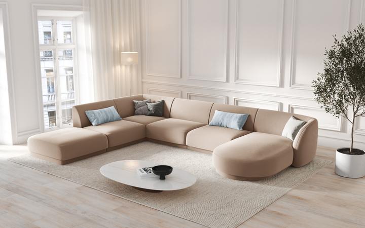 Actual product image Micadoni Velvet Panoramic Left Corner Sofa, "Miley", 6 Seats, 330x255x70Made in Europe (Sofa landscape)