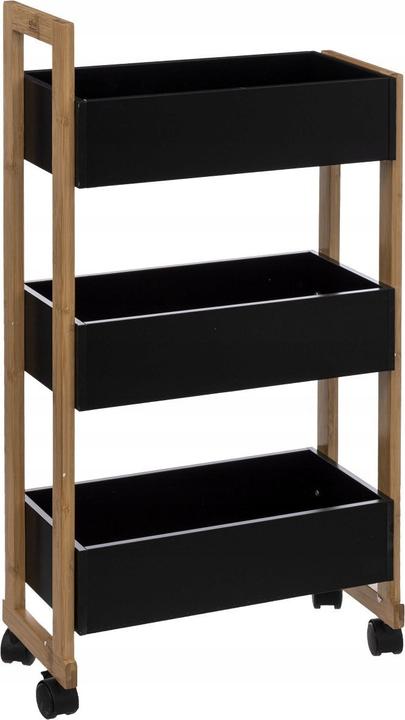 5Five Trolley, drei Aufbewahrungsboxen - Holz / Schwarz