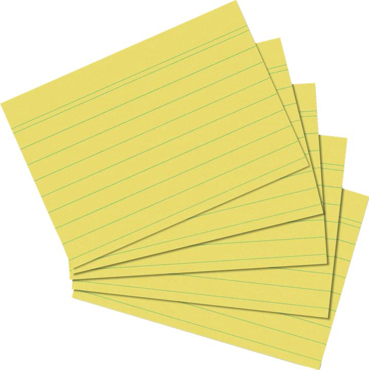 Produktbild Herlitz Karteikarten, DIN A5, liniert, gelb aus Papier, 170 g-qm, holzfrei, Linienfarbe: blau, doppelte (A5, 170 g/m², 100 x)