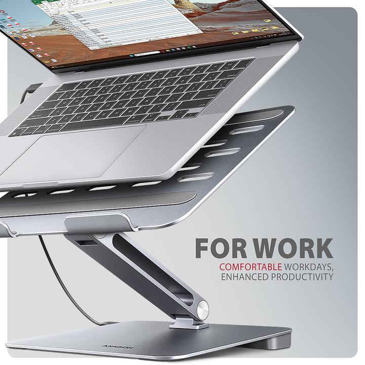 Produktbild Axagon HMC-STND Ständer für Laptops und Tablets, USB-C-Hub - silber (USB-C, 7 Ports)