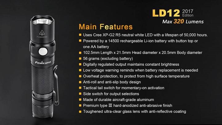 Immagine prodotto Fenix Ld12 2017 (10.25 cm, 320 lm)