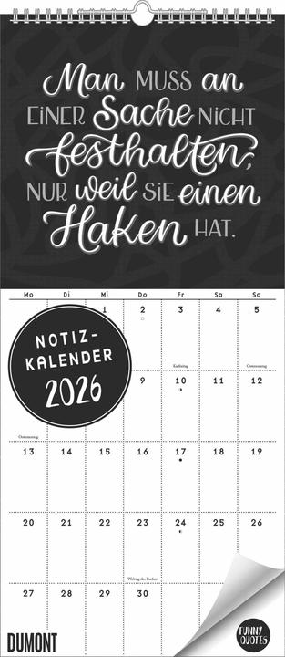 Image du produit Funny Quotes Notizkalender 2026 Typo-Planer Format 22 x 49,5 cm (Allemand)
