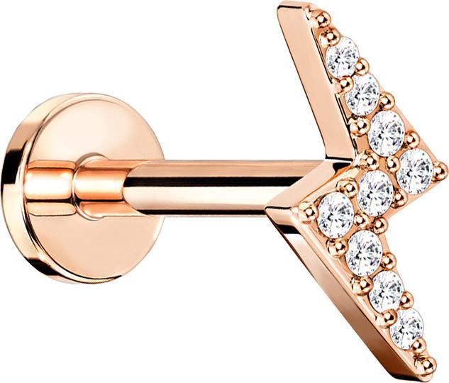 Star Piercing Micro Labret Innengewinde rosegold Blitz mit Kristall (Messing, Chirurgenstahl 316L)