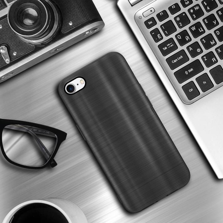 Actual product image Cadorabo Case for Apple iPhone 7 / 7S / 8 / SE 2020 in TPU Brushed Camera Protection LM160 Style (Apple iPhone 7, Apple iPhone SE (2nd Gen))
