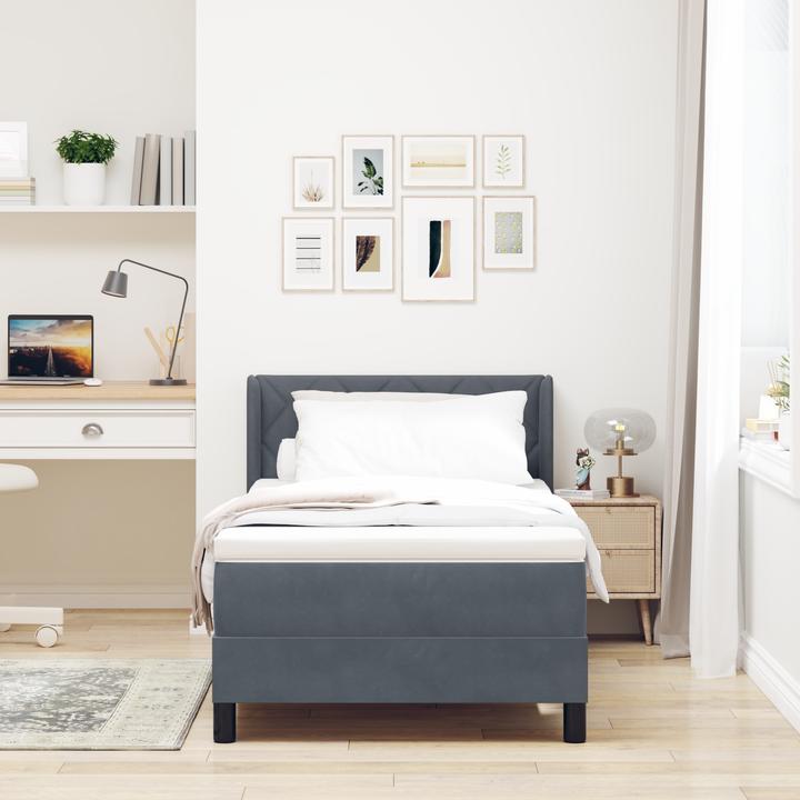 Image du produit VidaXL Lit boxspring avec matelas gris foncé 90x200 cm velours (90 x 200 cm)