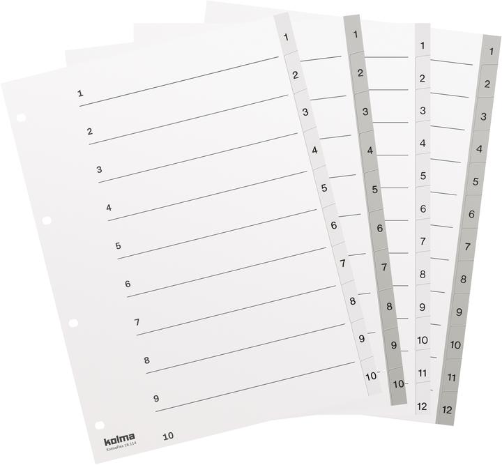 Image du produit Kolma Intercalaire A4 strong 1-12 12 pcs. blanc