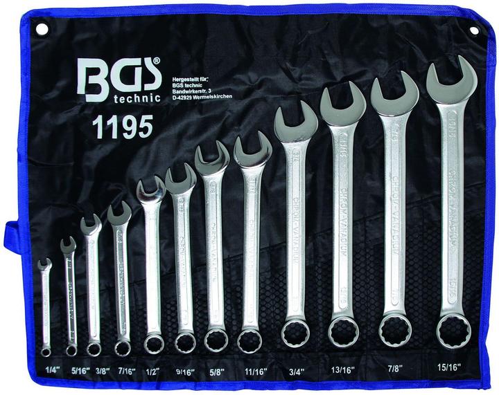Image du produit BGS Jeu de clés à fourche (9/16", 5/8", 15/16", 3/8", 5/16", 7/8", 13/16", 3/4", 1/4", 1/2", 11/16", 7/16")