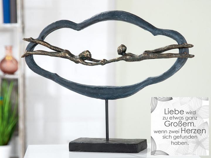 Image du produit Casablanca by Gilde Sculpture "Love is in the air "Poly couple dans un nuage gris, base noire