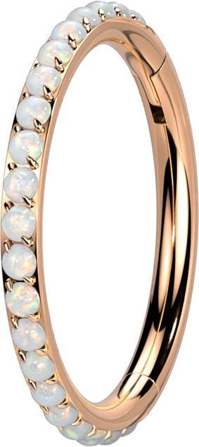Actual product image Star Piercing Micro Segment Ring hinged rose gold side opals white (without brass, Titanium G23)