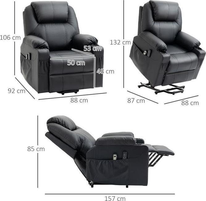 Actual product image Swisshandel24 Electric stand-up chair, massage chair, with reclining function, with remote control, side pockets