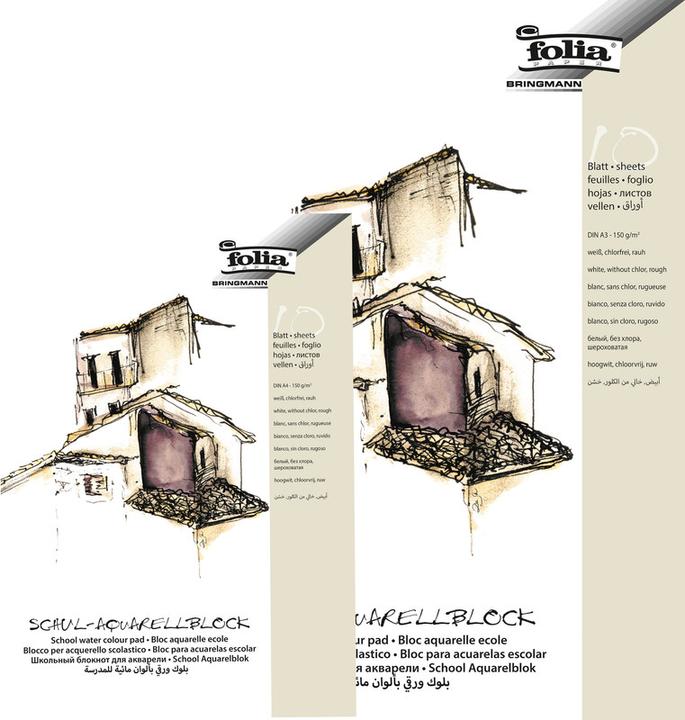 Produktbild Folia Schul-Aquarellblock (A3, Blanko, Harter Einband)