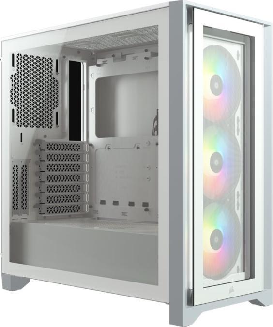 Actual product image Corsair iCUE 4000X RGB Mid-Tower White tempered glass case (mATX, Mini-ITX, ATX, E-ATX)