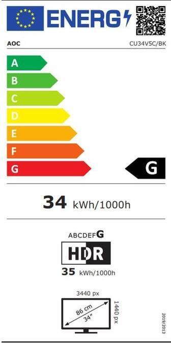 Energie-Label AOC CU34V5C/BK (3440 x 1440 Pixel, 34")