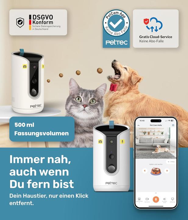 Actual product image PetTec Haustierkamera 360° und automatischer Futterspender mit Leckerliauswurf