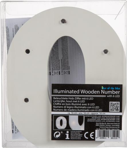 Produktbild Ootb Beleuchteter Holz-Buchstabe O, mit 6 LED, ca. 16 cm