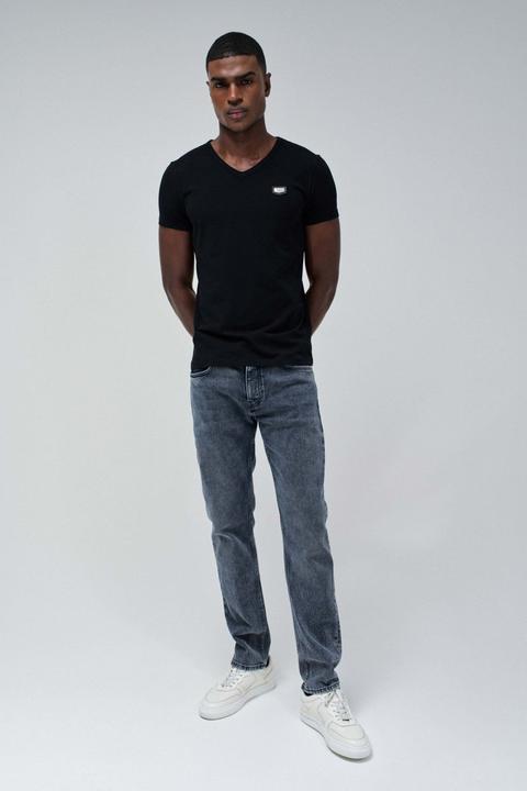 Actual product image Salsa Jeans T-Shirt Vneck Cotton Lycra T-Shirt Metal Badge (L)