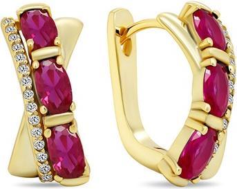 Produktbild Brilio Silver - Bold gold-plated earrings with fuchsia zircons EA458YR