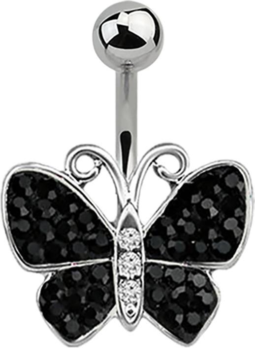 Produktbild Star Piercing Banane silber Schmetterling schwarz (ohne Messing)