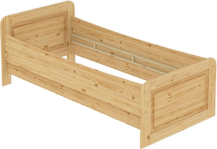 Produktbild Erst-Holz Seniorenbett extra hoch 100x200 Einzelbett + Rollrost Matratze Bett Massivholz Kiefer 60.42-10FLM (100 x 200 cm)