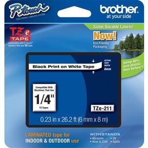 Actual product image Brother TZe-211 (0.60 cm, Black, White)