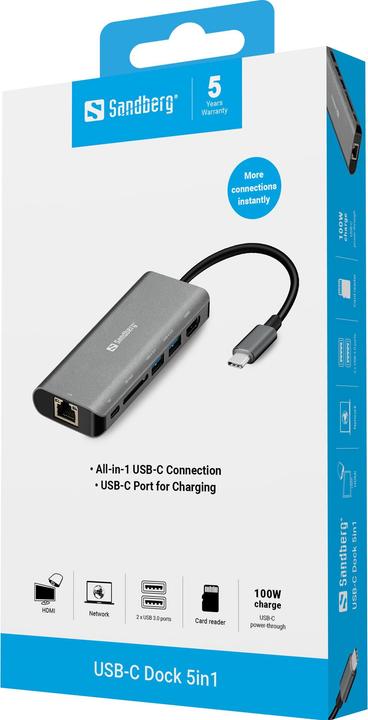 Actual product image Sandberg USB-C Dock (USB-C, 3 Ports)