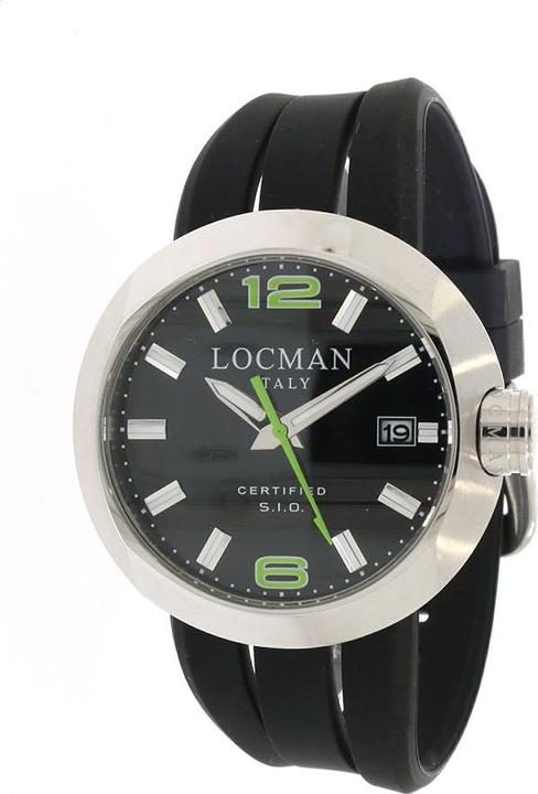 Locman Italy Herrenuhr Change schwarz grün Kautschuk Edelstahl Ref. 0422 (Analoguhr, 46 mm)