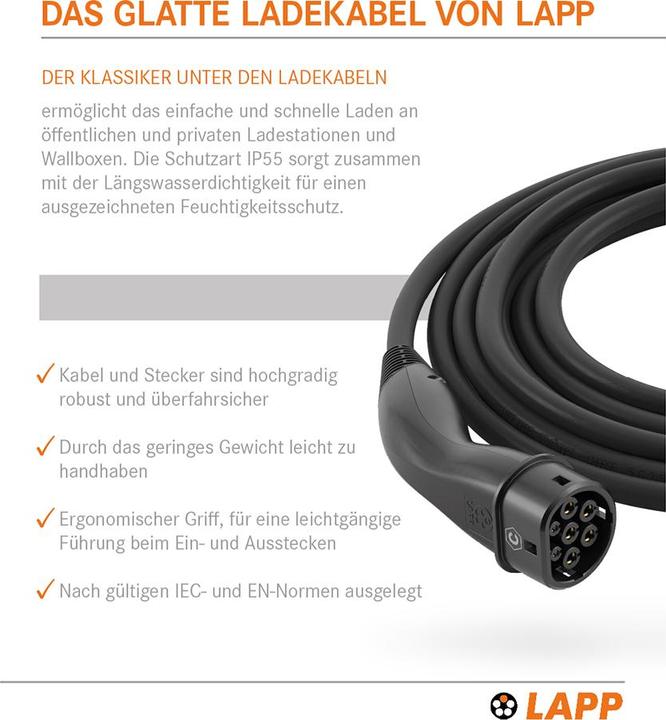 Productafbeelding Lapp Mobility EV-TYP2 Laadkabel (Type 2, 22 kW, 32 A, 7 m)