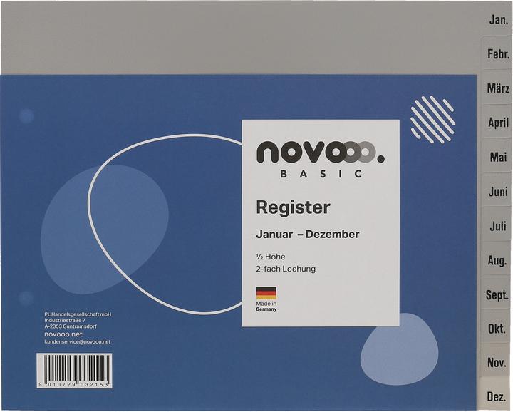 Produktbild Novooo Register PP grau 1/2 Höhe