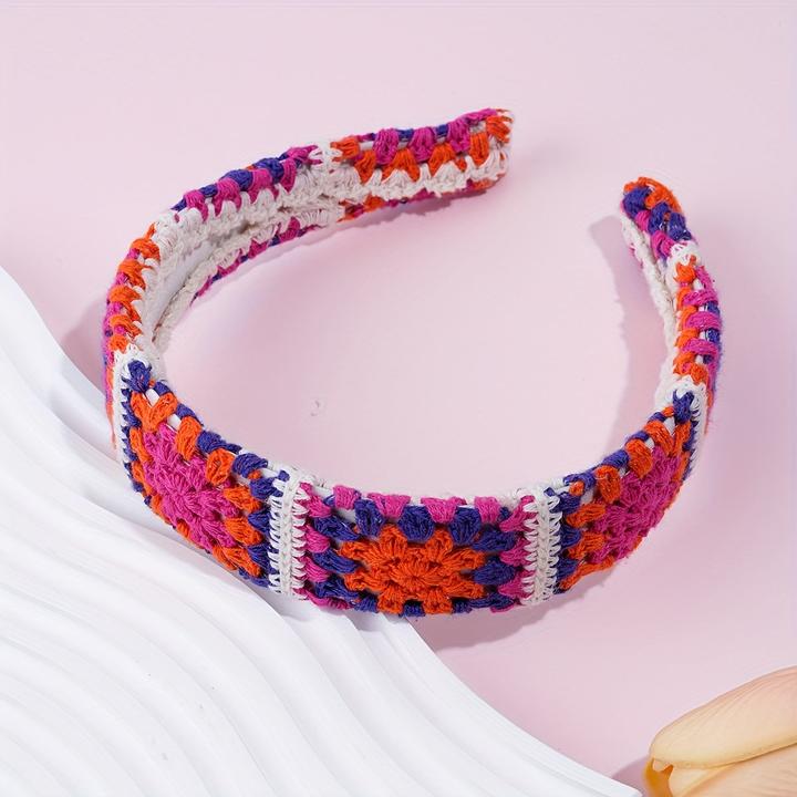 Actual product image Activity Board Boho-Chic Floral Knit Headband- Cute & Stylish Hair Accessory, Perfect for Casual Attire