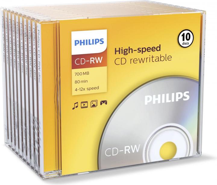 Actual product image Philips 1x10 CD-RW 80Min 700MB 4-12x JC (10 x)