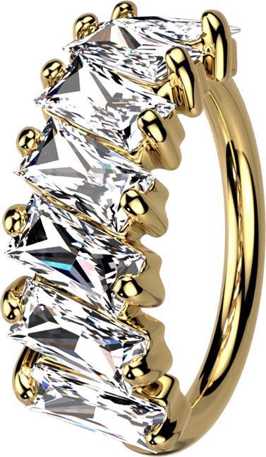 Produktbild Star Piercing Micro Piercing Ring 14k vergoldet Prinzess Kristalle diagonal (Messing)