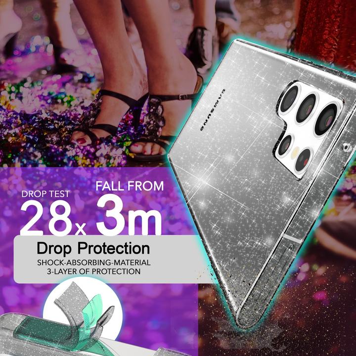 Immagine prodotto Nalia Copertura in silicone trasparente con glitter (Samsung Galaxy S24 Ultra)