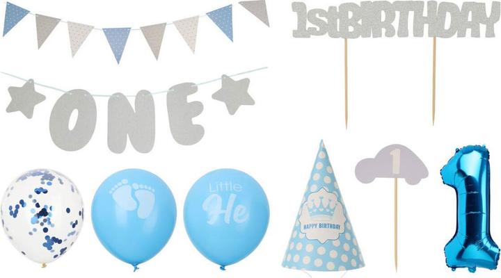 Produktbild Set Partydekorationen 1. Geburtstag - Blau/Junge, 9tlg.