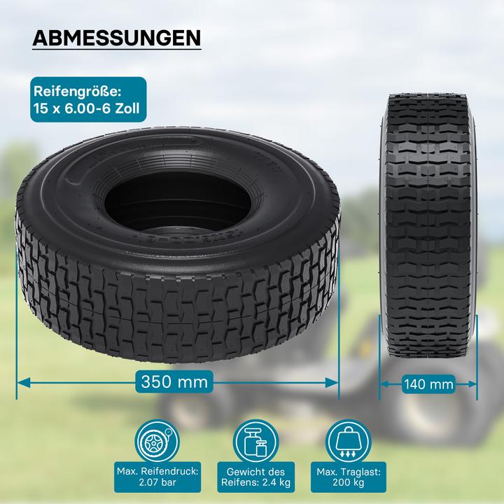 Produktbild Wiltec Mantel für Rasenmäherreifen 15x6.00-6 4pr Reifendecke Reifenmantel Reifen (Rasenmäher, Gartenmaschinen Ersatzteile)