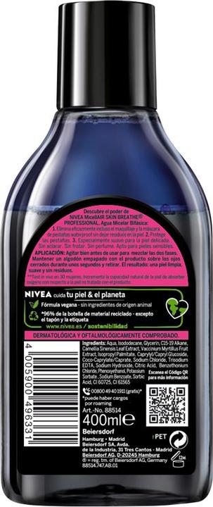 Actual product image NIVEA MicellAIR Micellar Water Waterproof (400 ml) (Micelle water, 400 ml)