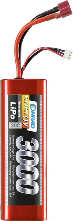 Immagine prodotto Conrad energy Modello di batteria da costruzione (LiPo) 7.4 (7.40 V, 3000 mAh)