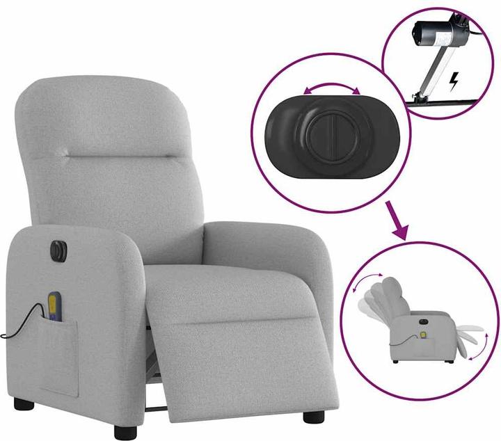 Actual product image VidaXL Massage chair electric cloud grey fabric