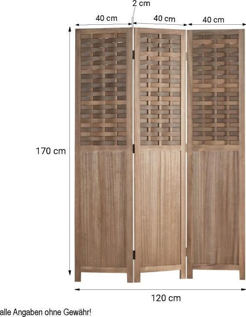 Actual product image Homestyle4u Paravent Room Divider 3 Parts Wood Partition Wall Rattan Optics Privacy Screen Brown