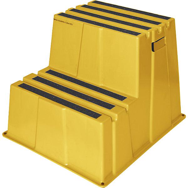 Actual product image Twinco Plastic step with non-slip step surface, max. load 150 kg, 2 steps, yellow. (Folding step)